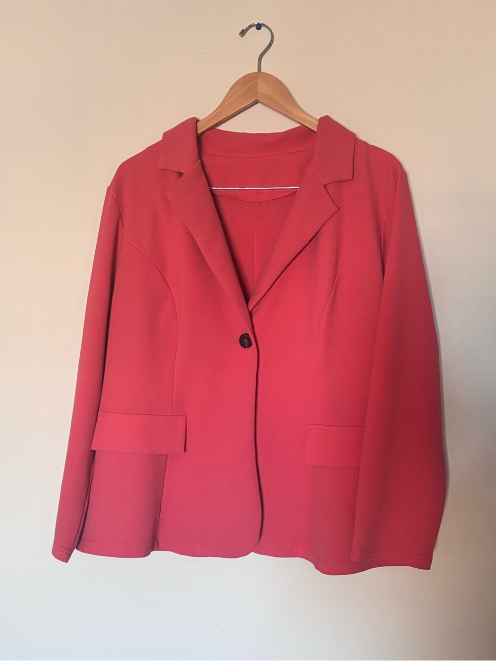SHEIN Coral-Red Single-Button Blazer Jacket